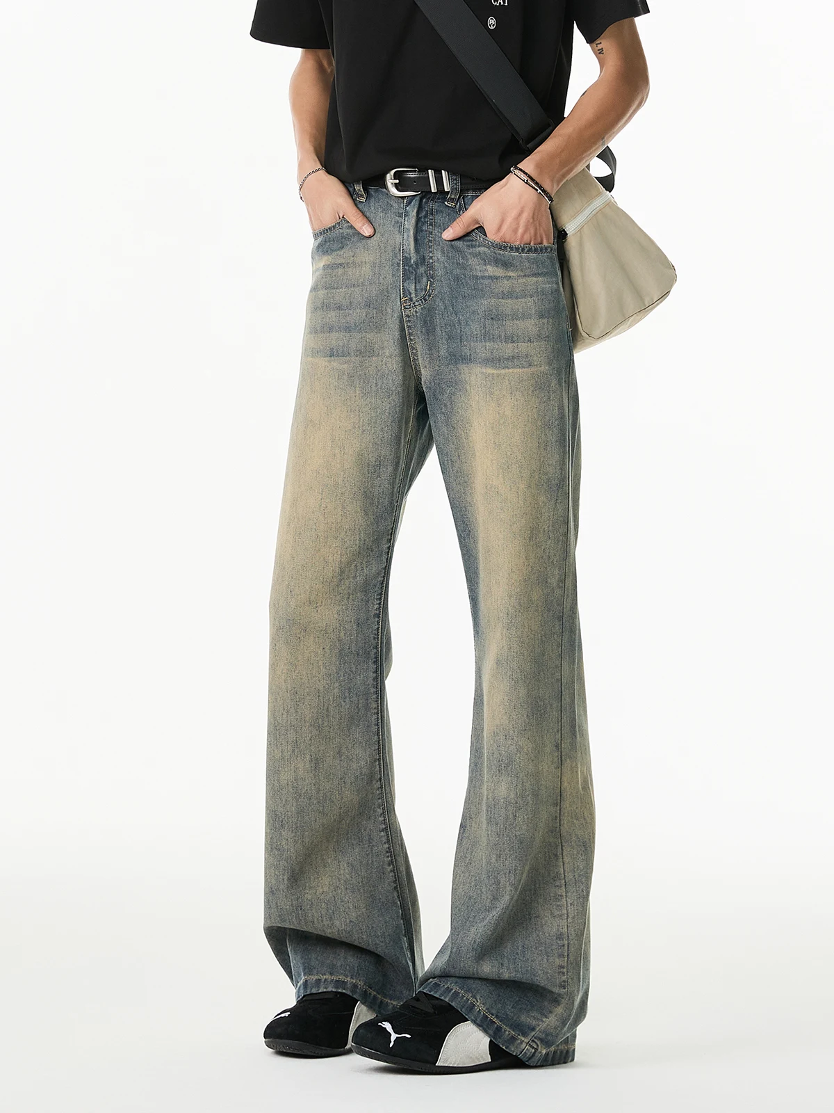 

Джинсы Larsee Ice Silk с широкими штанинами для мужчин, летние, тонкие, прохладные, винтажные, прямые, свободного кроя