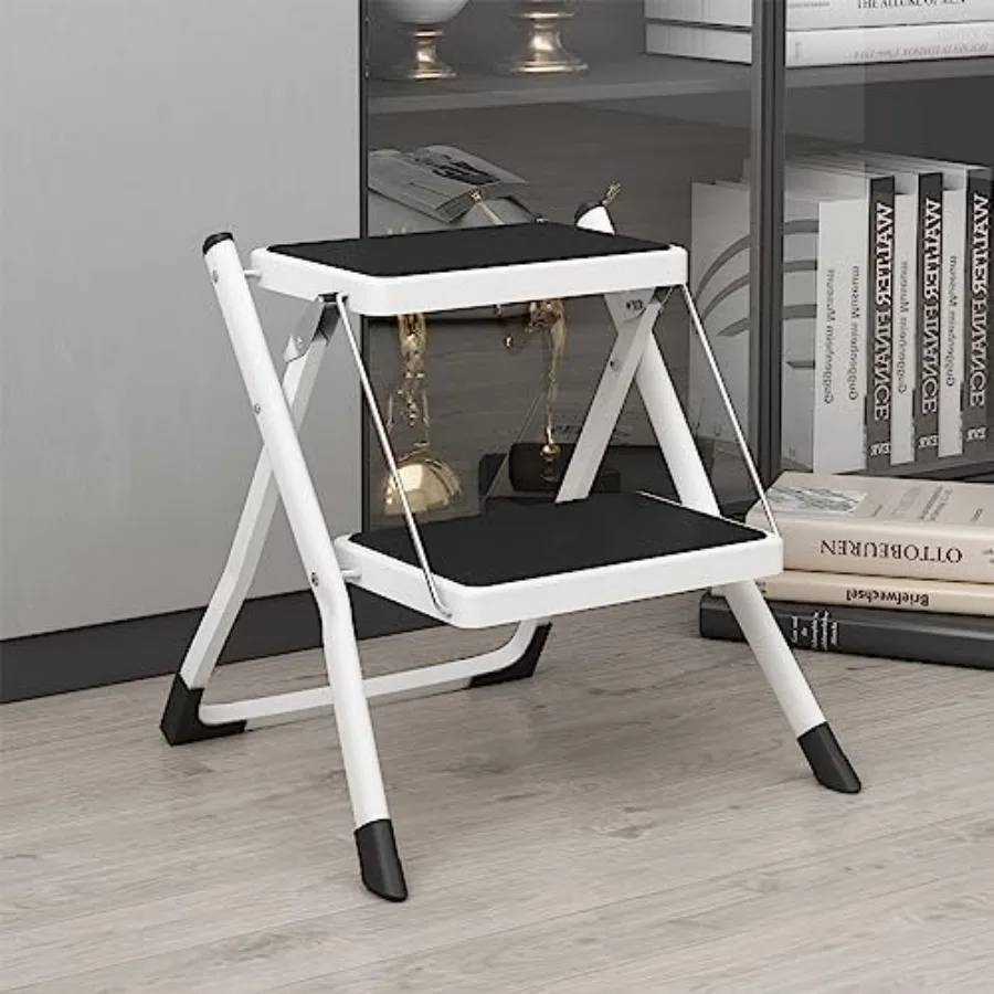 

【Spot goods】2 Step Stool Folding Step Ladder with Anti-Slip Base and Wide Pedal Lightweight Sturdy 330 lbs Portable Step Stool