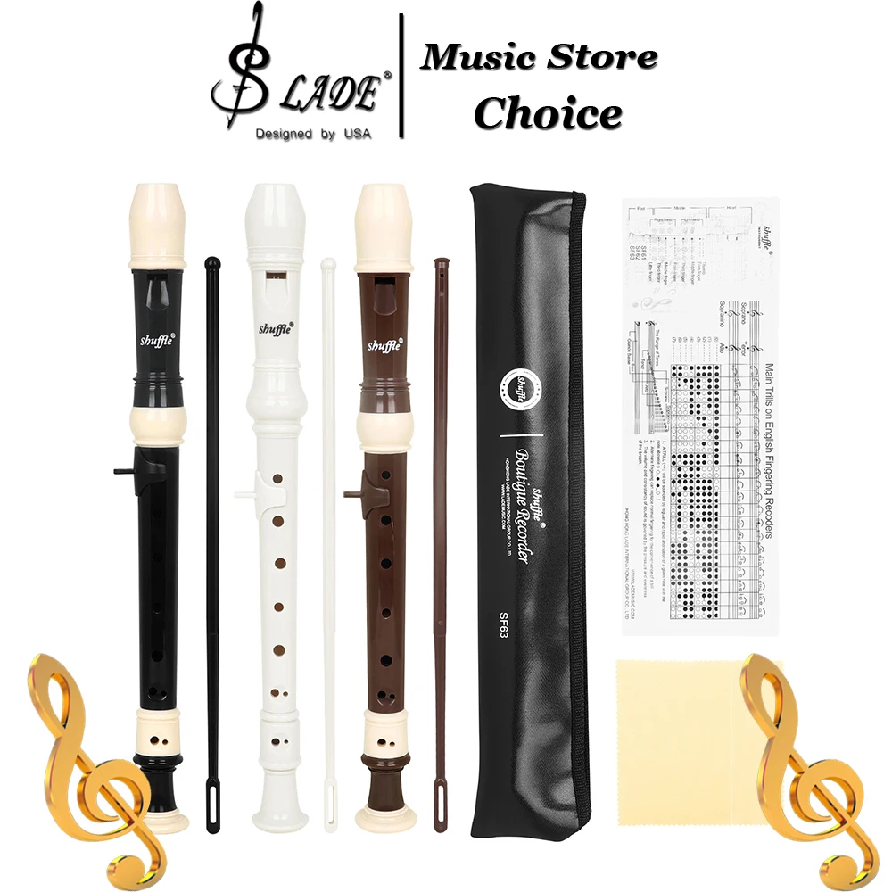 8 Holes Flute Baroque Style Flute ABS Descant Recorder Detachable Woodwind Instrument Parts Suitable For Beginners & Children