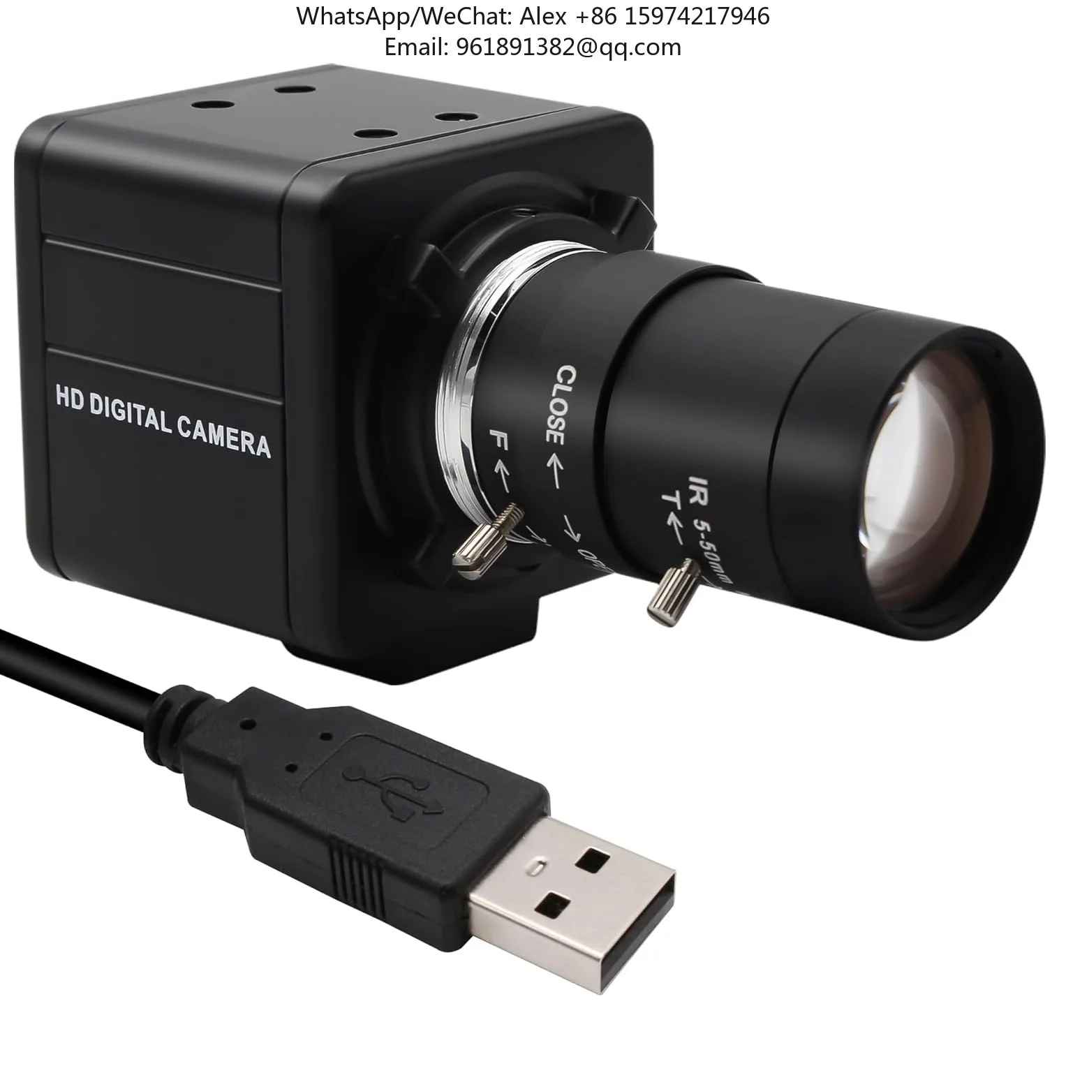 

ELP 5MP 10X Zoom USB Camera Varifocal CS 5-50mm Lens OV5640 2592x1944P USB Security Camera Webcam For Close-up Shots, 3D Printer