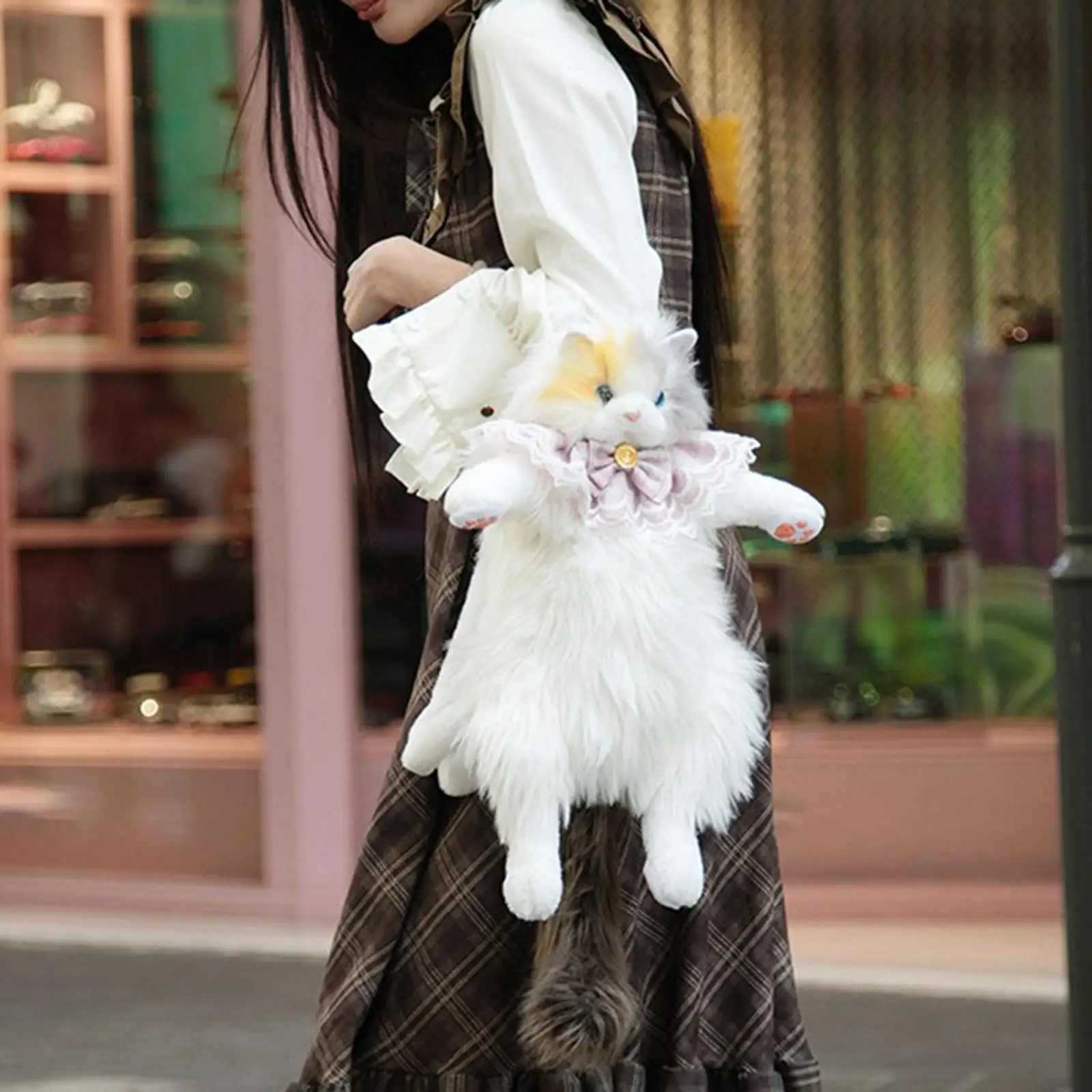 Cute Plush Cat Backpack Cartoon Backpack for Pet Lovers Women Girls Kids