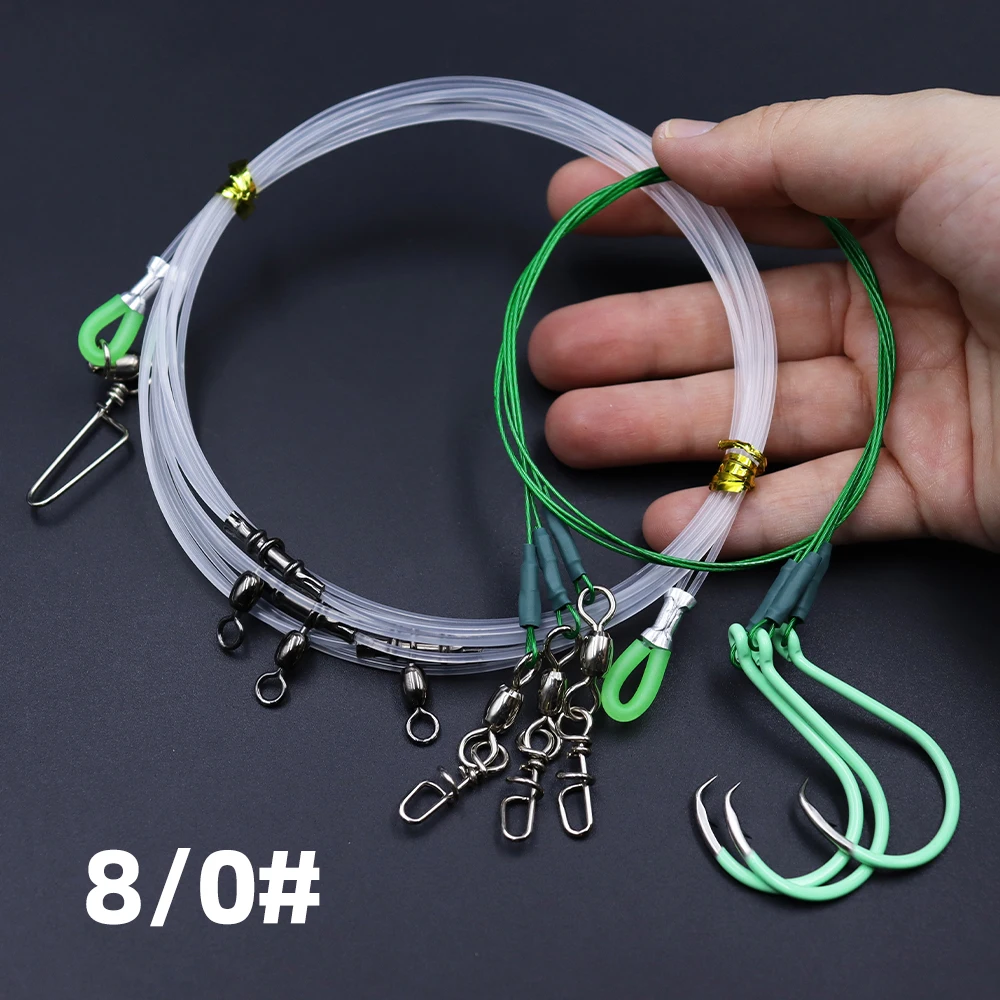 ZYZHE 1 Stück Tiefwasser-Angelrigs für Bootsfischen mit 6/0 # 8/0 # 10/0 # Kreishaken Stahlleinen Tiefsee-Angelzubehör – Detail 8