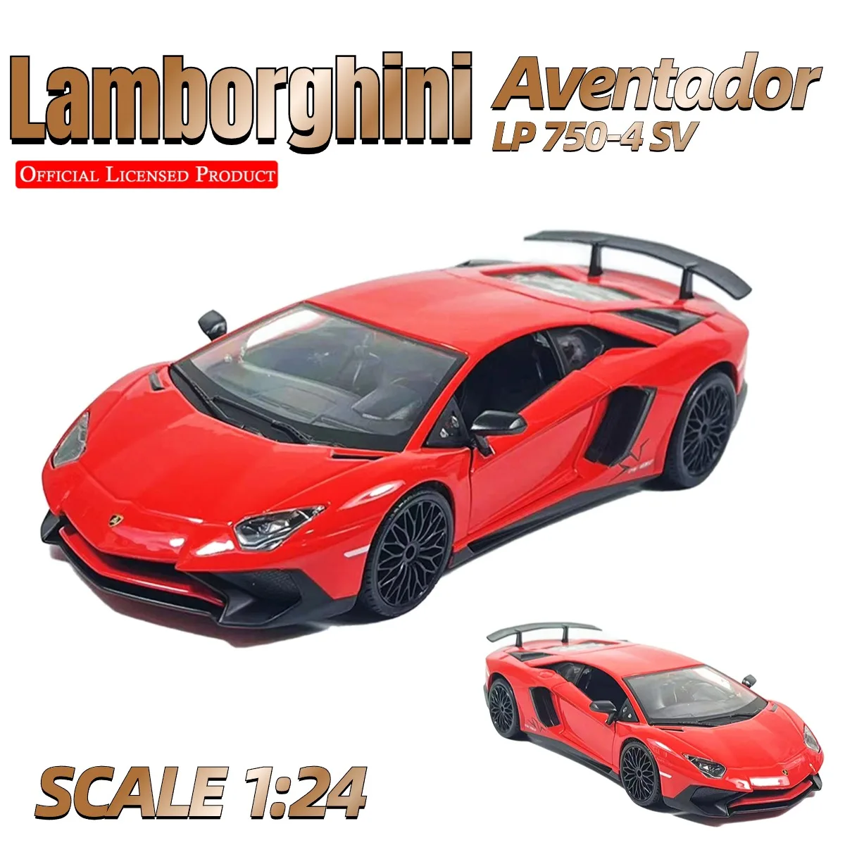 

1:24 Lamborghini Aventador LP 750-4 SV Car Model Diecast Replica Interior Decorative Scale Miniature Art Collection Gift Boy Toy