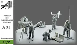 Paquete de montaje de modelo de diseño de escena, equipo de exploración y reconocimiento de dibujo de resina fundida a escala 1/72, sin pintar