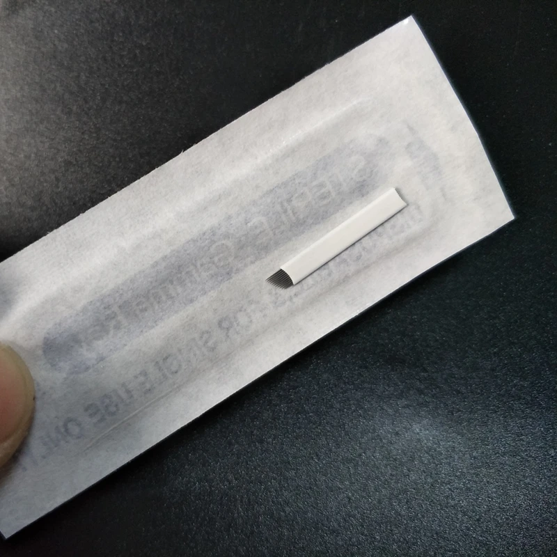 

100 шт. 0,25 мм иглы для татуировки для микроблейдинга для перманентного макияжа, ручка для бровей, Lamina Tebori 7, 9, 11, 12, 14, гибкие лезвия U-образной формы