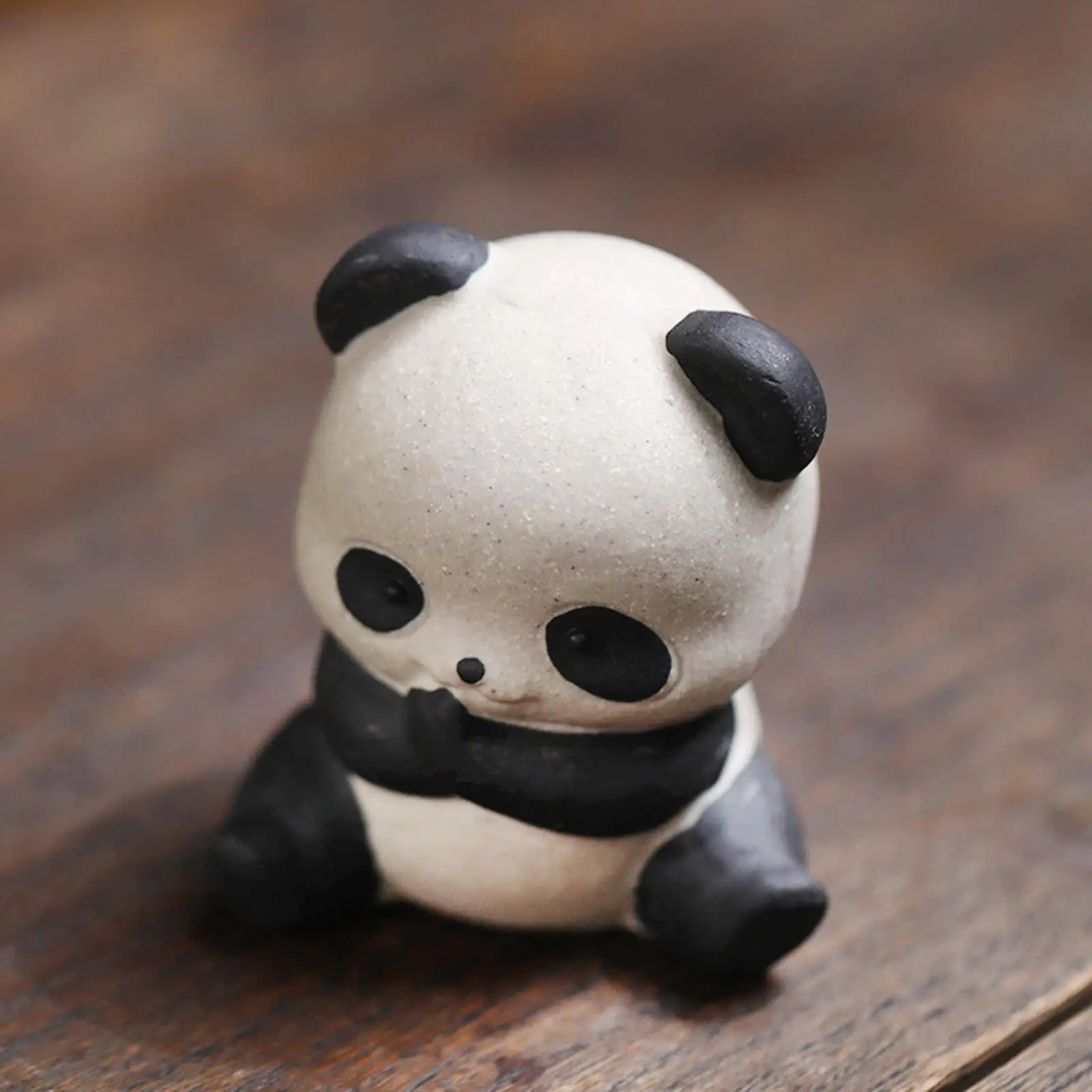 Miniature Panda Figurine Statue Purple Clay Tea Pet Home