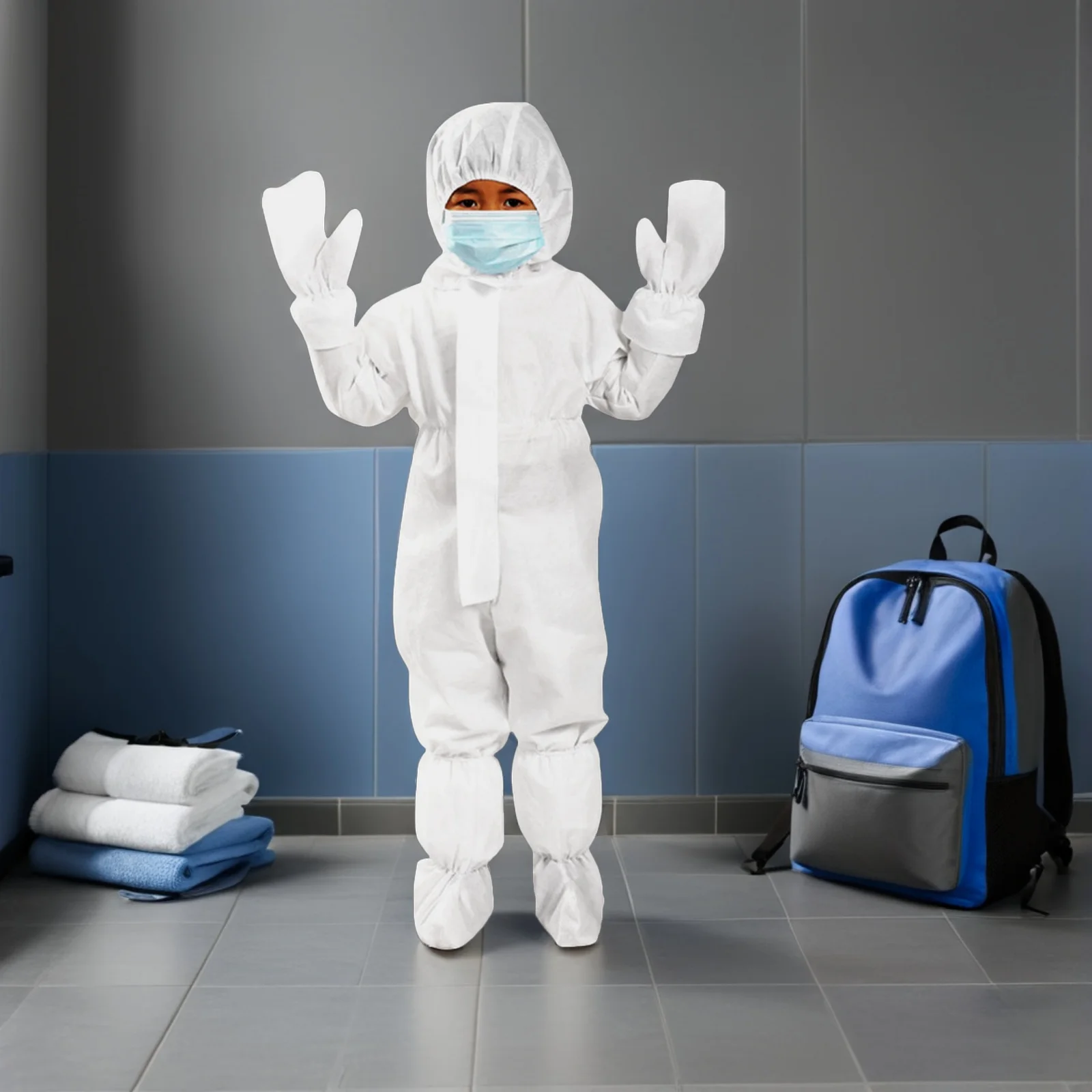 

Disposable One-Piece For Nonwoven Breathable Outdoor Indoor L White With Glove Shoe