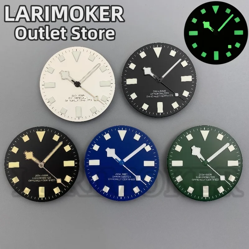 

LARIMOKER 29mm Dial and Hands Three-Hand Green Luminous No Date Compatible with ETA2824 PT5000 NH35 Movements Watch Accessories