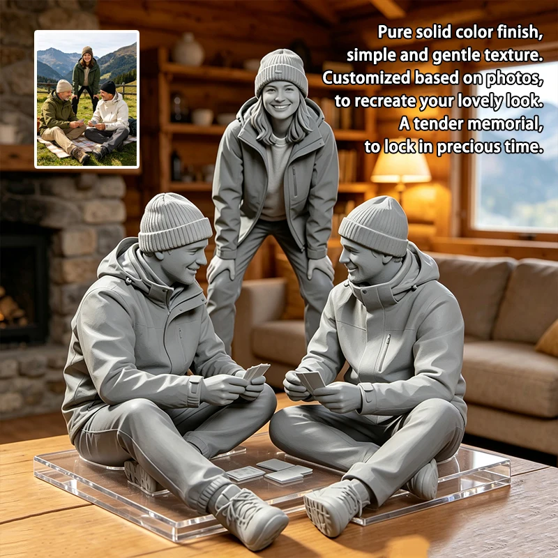 Custom 3D Printed Portrait Figurine Personalized Photo Mini Figure Custom Handmade Statue Memorial Gift