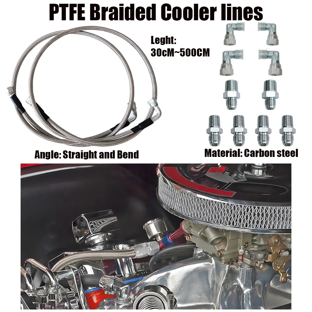 

6AN Transmission Cooler Lines 30~500cm Replace 700R4/ TH350/ TH400/ NP-700RT Stainless Steel Braided Hose Fitting Repair Kit