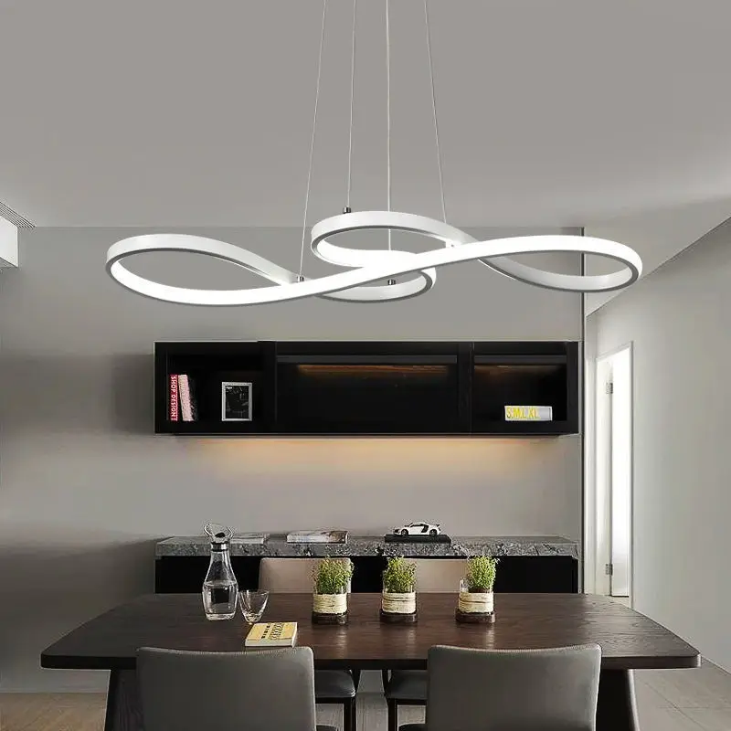 Imagem -04 - Lustre Nórdico Led Criativo Sala de Jantar Cozinha Luminosa Bar Minimalista Recepção Decoração de Escritório Luzes Pingentes 100cm