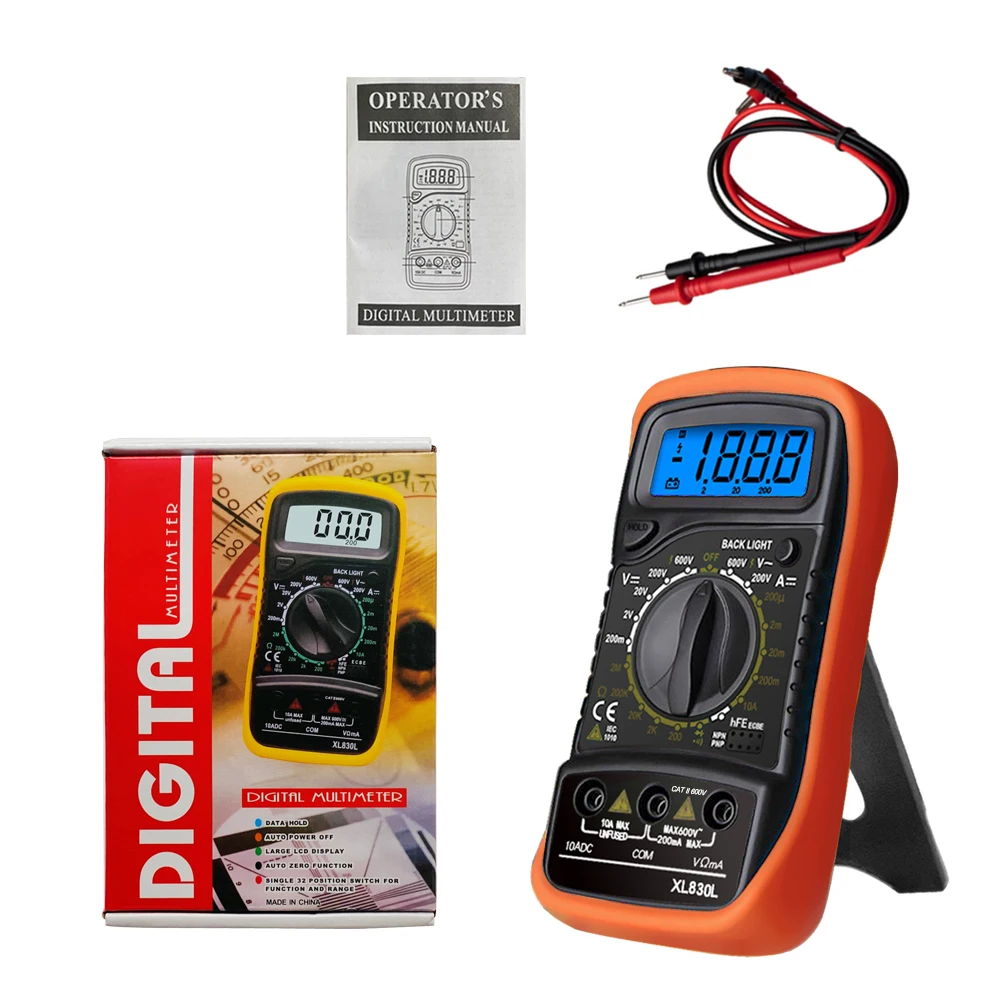 XL830L Handheld Digitale Multimeter LCD Backlight Draagbare AC/DC Ampèremeter Voltmeter Ohm Spanningstester Meter Multimetro