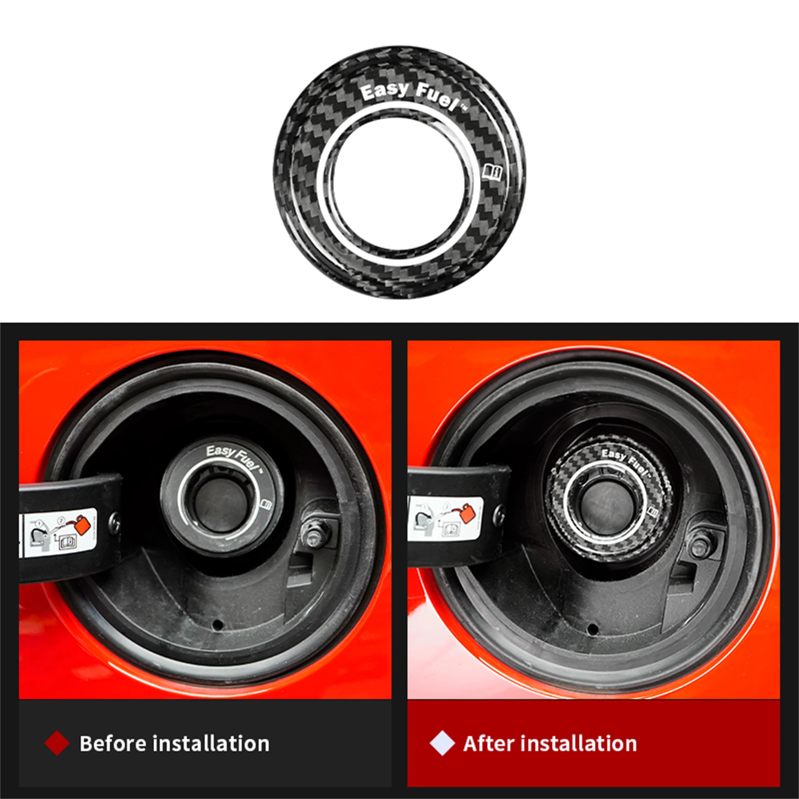 

Carbon Fiber Gas Fuel Tank Cap Trim Decal Cover Sticker For Ford Mustang 2024-2026