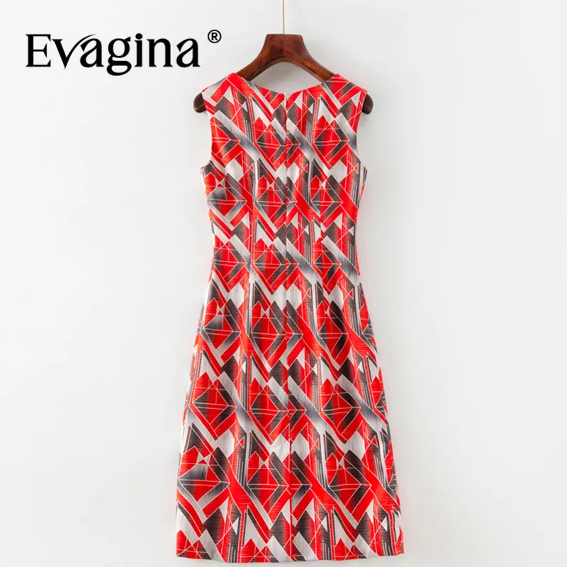 Evagina Summer Women's Dress Sleeveless Tech inspired checkered Printed Fashion Pencil Short Dresses