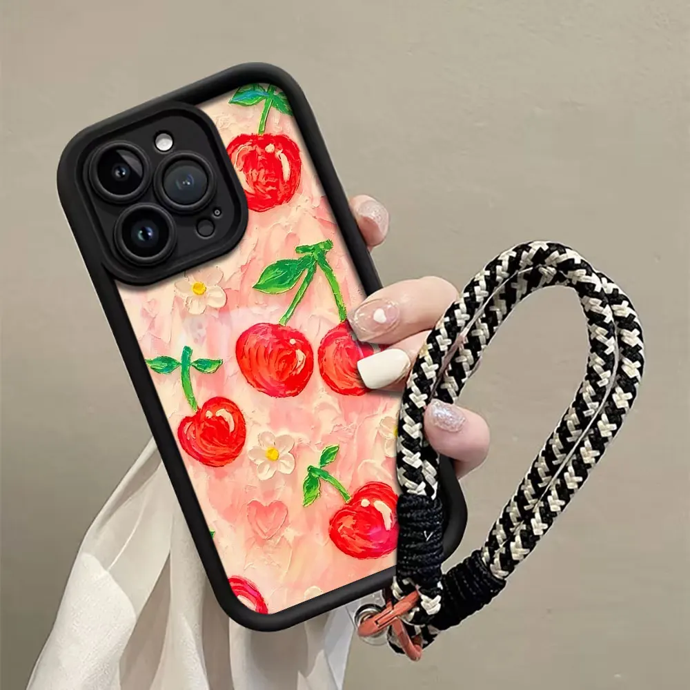 Lens Protection Phone Case For Samsung Galaxy S25 S23 Note 20 S26 S24 S22 S21 Ultra Plus FE A56 A55 A36 A35 A34 Red Cherry Cover