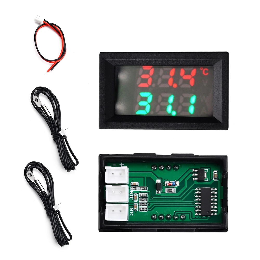 DC4-30V 100cm Digitales DC-Doppelanzeige-Voltmeter-Thermometer-Temperatursensor-Detektor mit NTC 10K 3950 Sonde – Detail 24