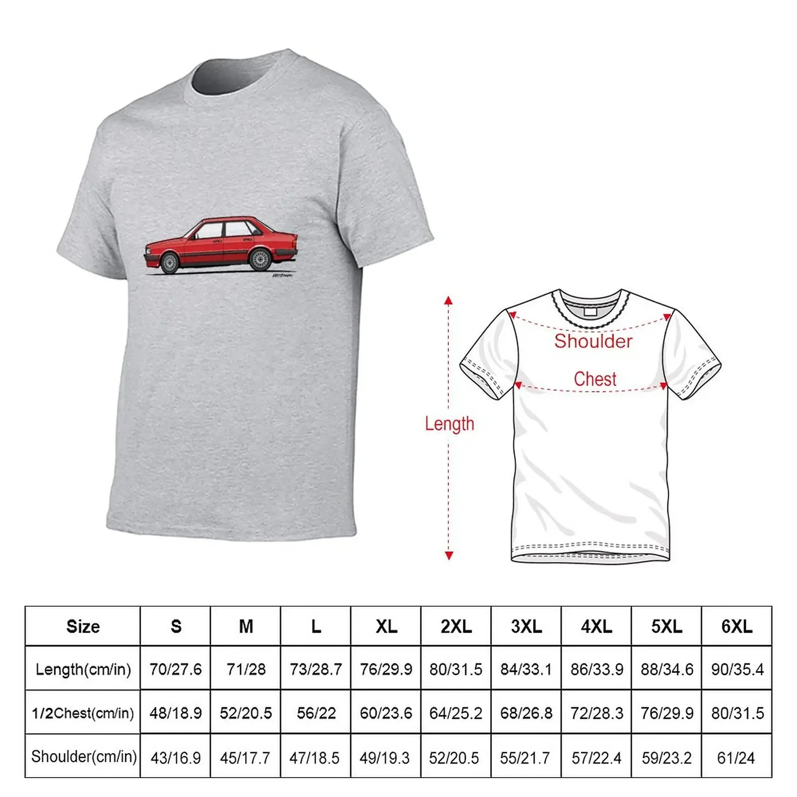 Four-Ring 80 B2 Quattro Tornado Red 4-Door Sedan T-Shirt plus size tops aesthetic clothes Men's cotton t-shirt