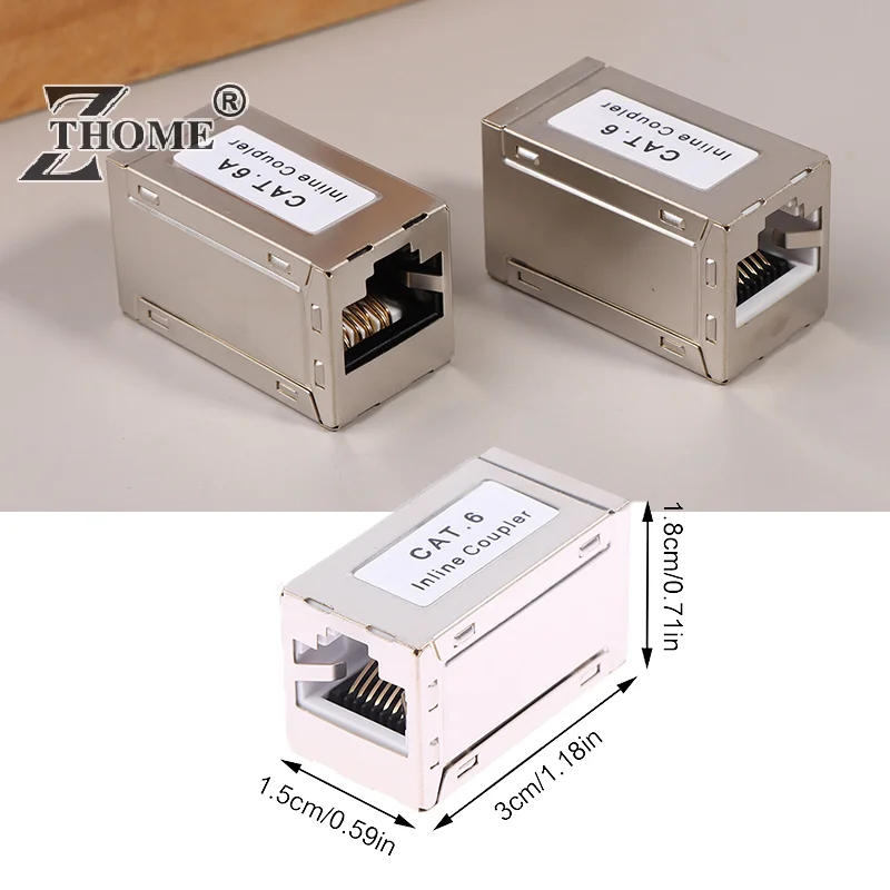 1Pc Shielded Cat 6a RJ45 Inline Couplers Female To Female Ethernet Coupler RJ45 Coupler For Cat6/Cat6a Ethernet Cables