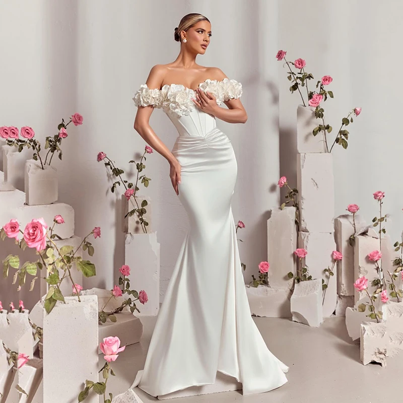 

Eightree 2025 Mermaid Princess Wedding Dresses Boho Off The Shoulder Flower Bridal Dress Women Wedding Ball Prom Gown Customized