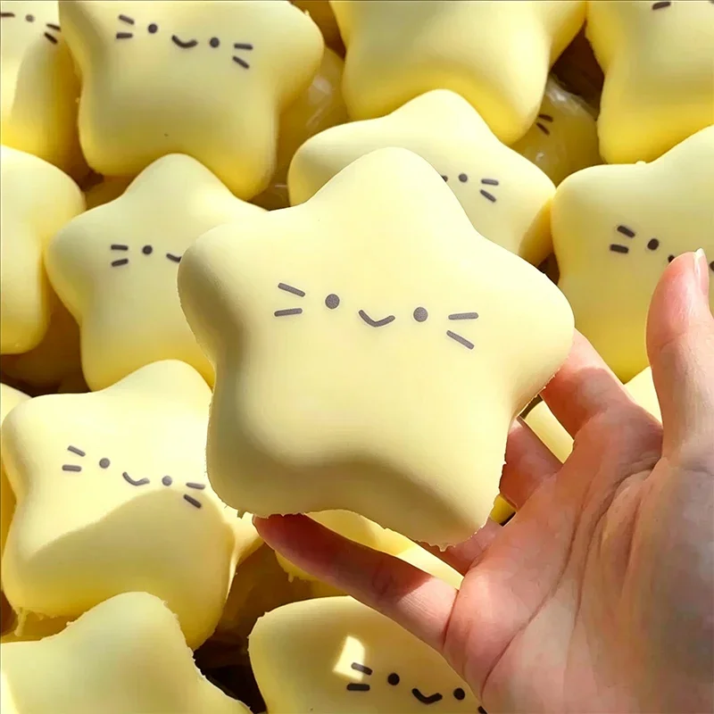 Kawaii Star Squishy Toy Slow Rebound Wet Soft Suction Finger Pinch Squeeze Toy Decompression Anti-stress Sensory Fidget Toy Gift