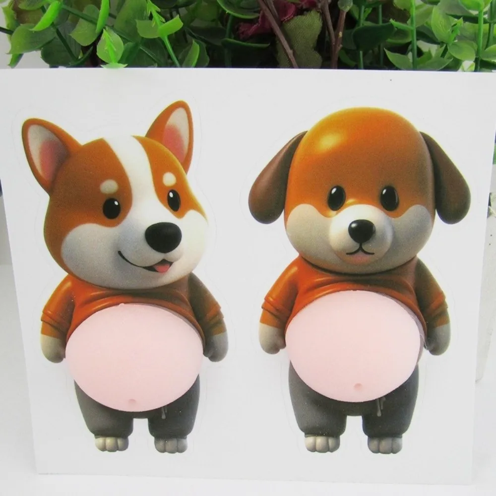 Chubby Shiba Inu 3D Shiba Inu Stickers Squeezable Adhesive 3D Stickers Dog Belly Sticker 3D Cute Puppy Sticker for Party Favor