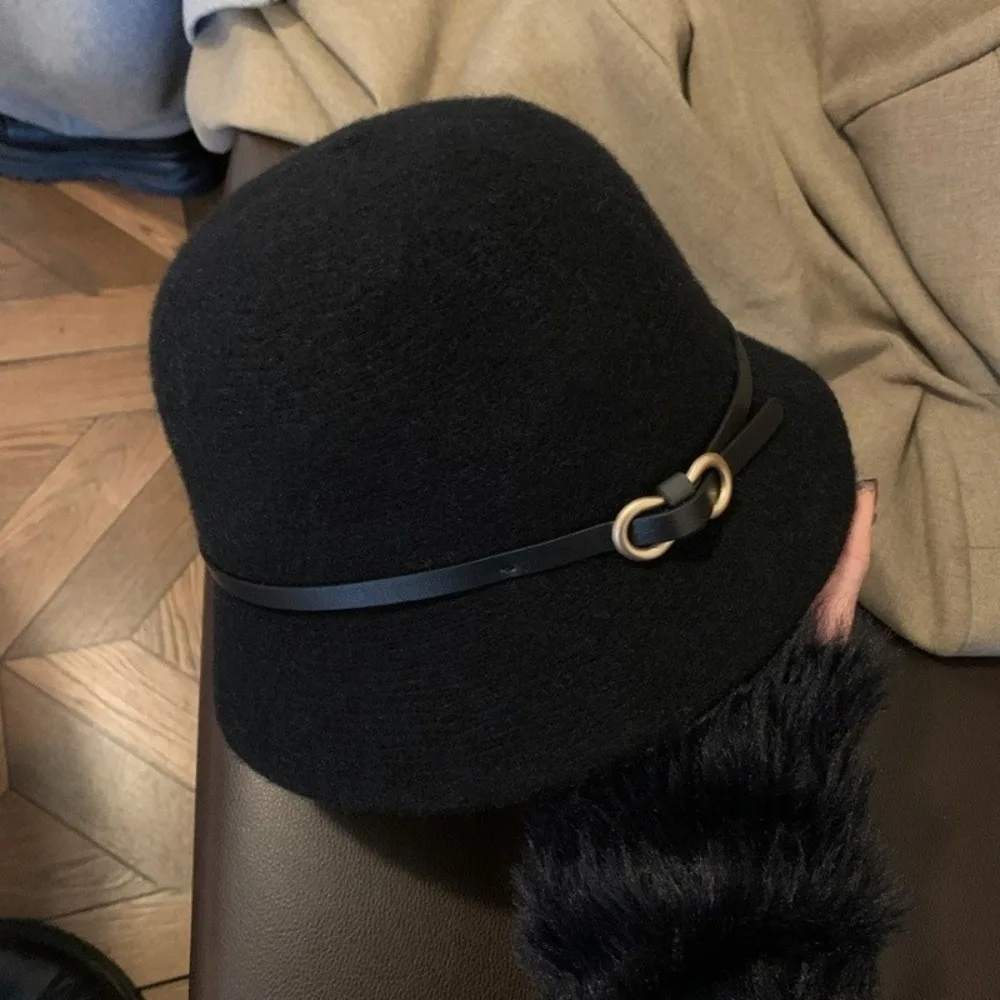 

Fashion Woolen Wool Fisherman Hat Elegant British Style Women's Formal hat Korean Style Pure Color Basin Hat Autumn
