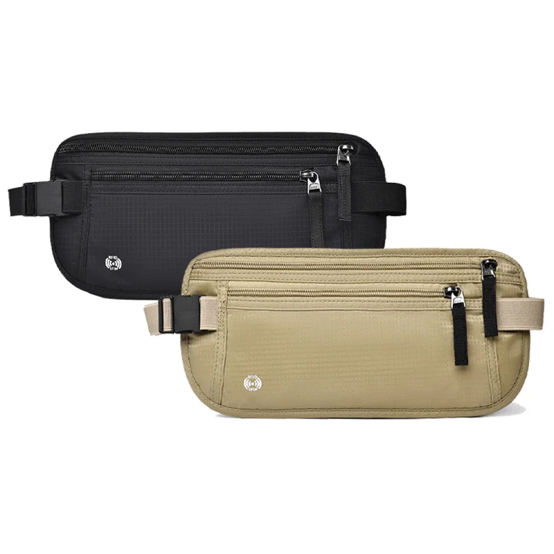 Travel Waist Bag Money Belt Slim Passport Holder RFID Blocking Travel Invisible Pouch Protect Cash Credit Cards Travel Documents