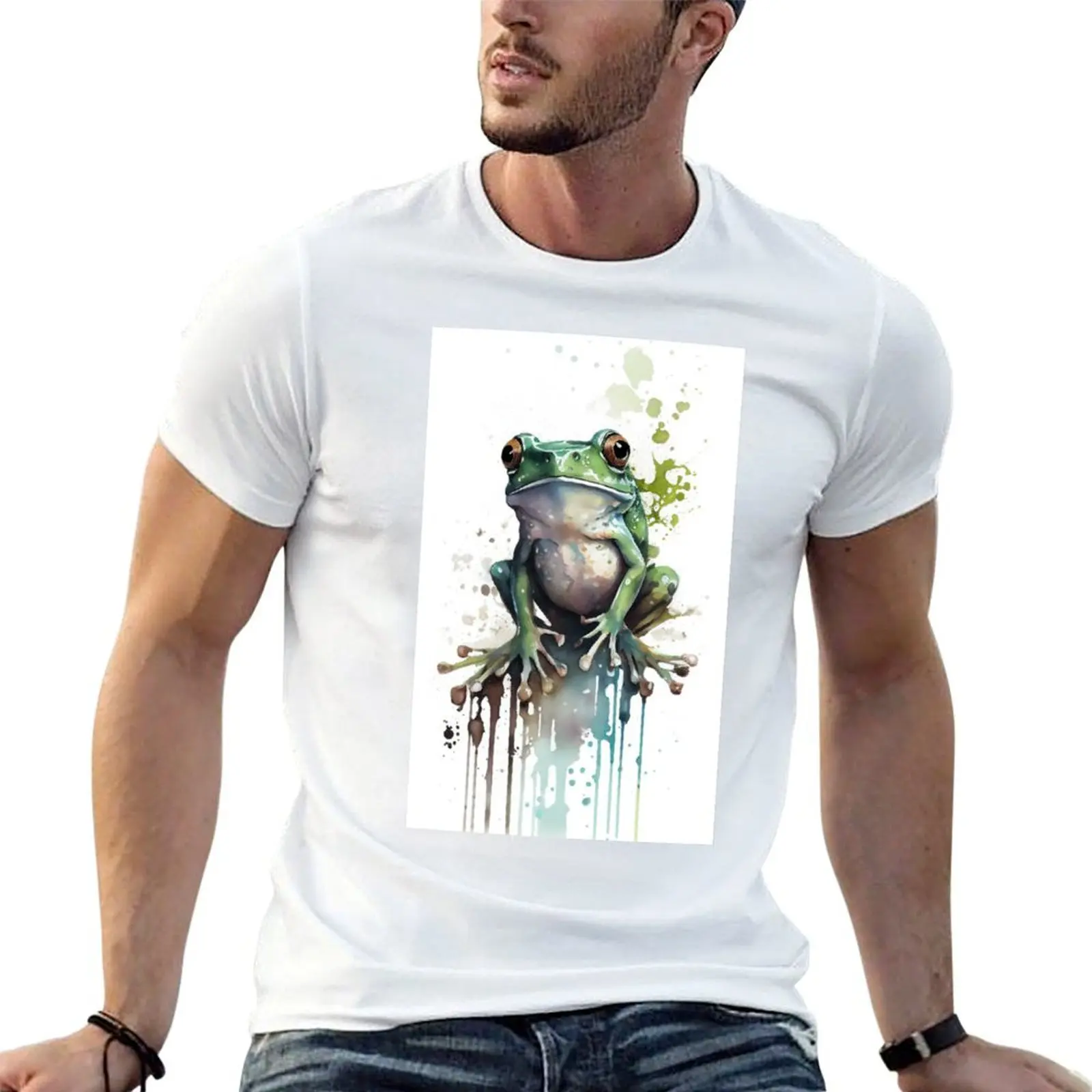 

Water Colour Painted Frog T-Shirt man t shirt luxury cotton t shirt man man graphic t shirt T-shirt
