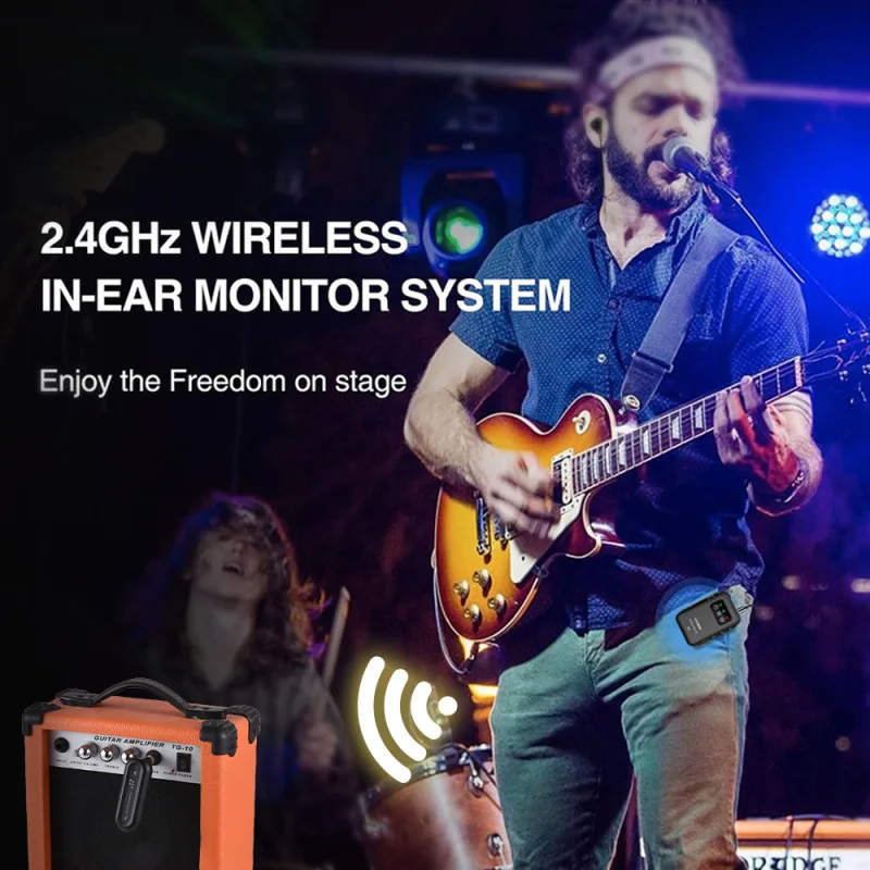 2.4G Wireless IEM Transmitter Receiver Set Stereo 90° Rotate In-Ear Monitor System Plug Play Low Latency for Studio Band Live