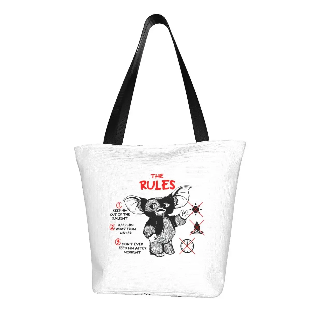 Custom Gremlins Gizmo Shopping Canvas Bag Women Durable Groceries Mogwai Horror Tote Shopper Bags