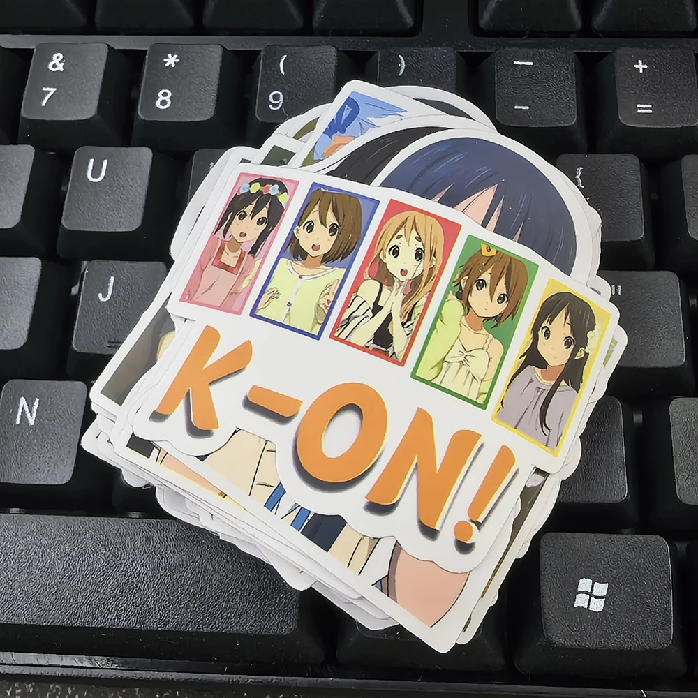50Pcs KON Light Music Club Anime Stickers Yui Mio Ritsu Tsumugi Waterproof Stickers Pack Notebook Suitcase Phone Case Decor Deca