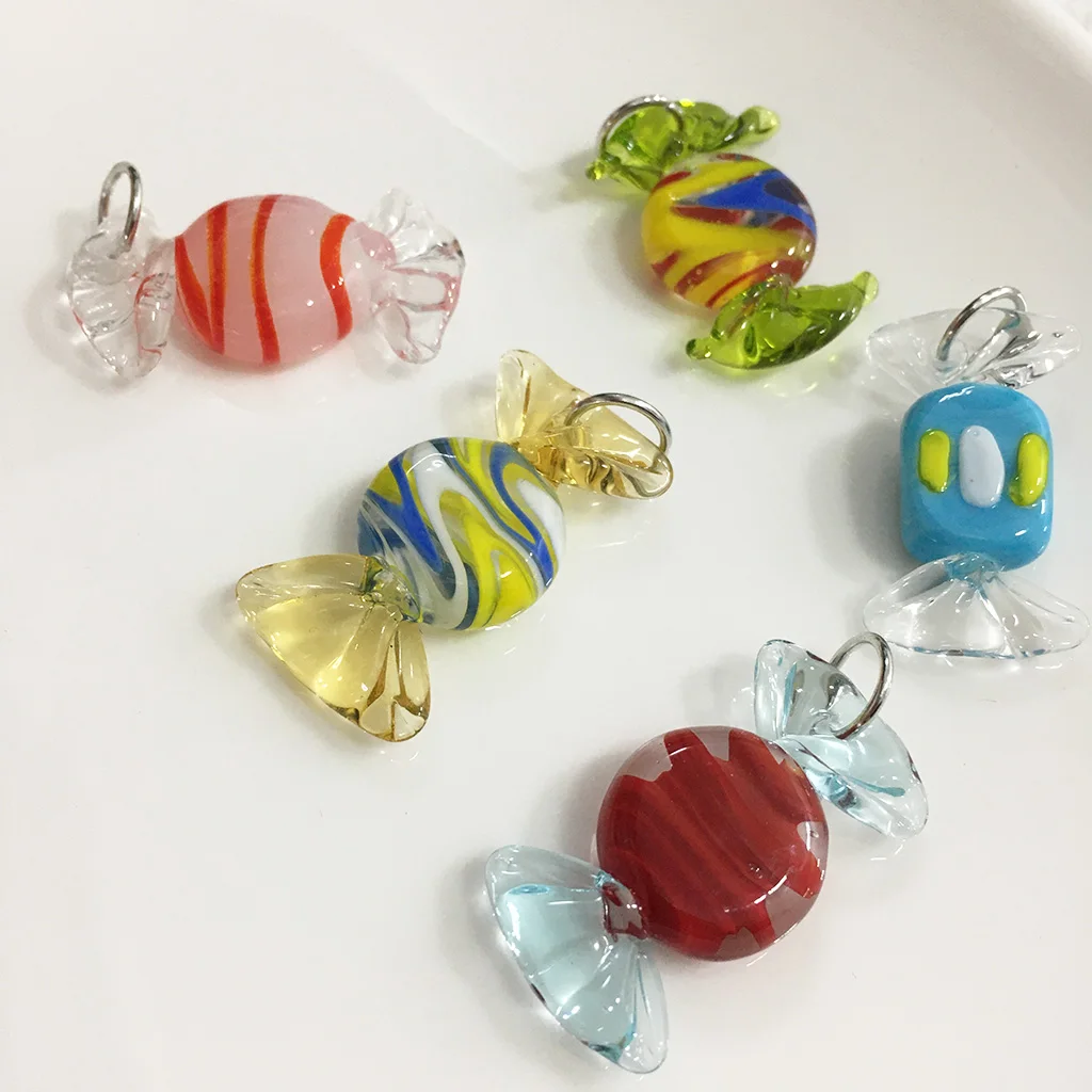 

5PCS 15x29mm Colorful Candy Summer Beach Pendant Charm Necklace Muran Lampwork Glass For Women Gift Sands Jewelry Cheap Item