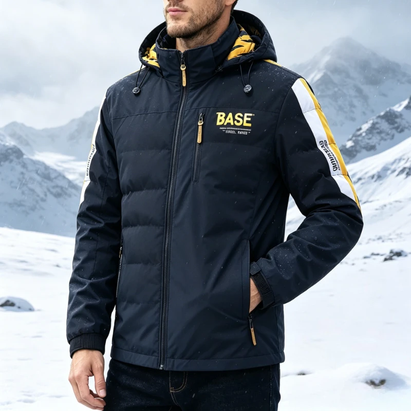 Men's Winter Thickened Padded Parka Jackets Double-Sided Wearable Cold-Proof Parkas Large-Sized Trendy Outerwear Puffer Coat Man