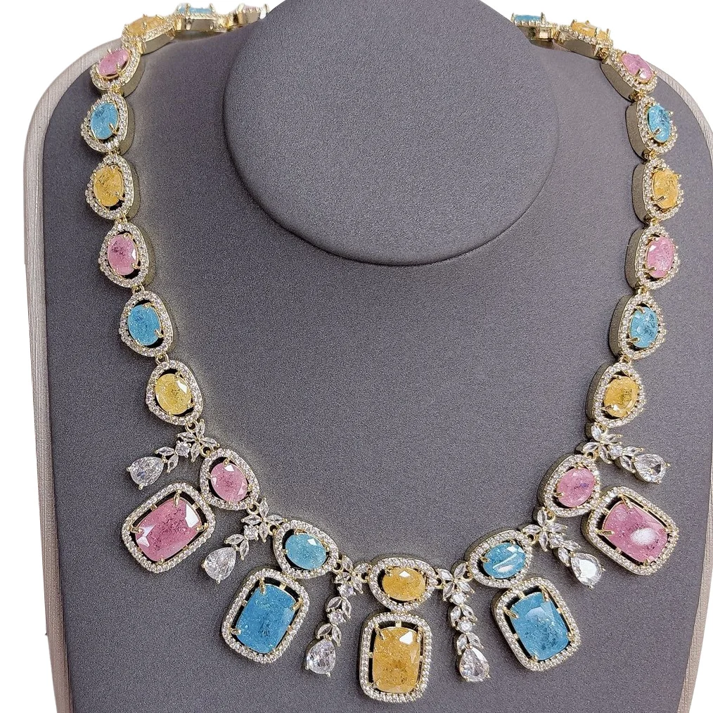 Luxury Zircon Necklace And Earrings Set Court-Style Bridal Banquet Dress Accessories European American Cross-Border Wholesale