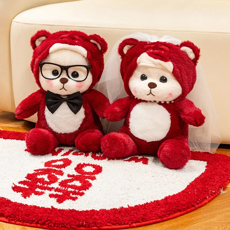 A pair of transformed bear press dolls Xiwa wedding room decoration wedding supplies