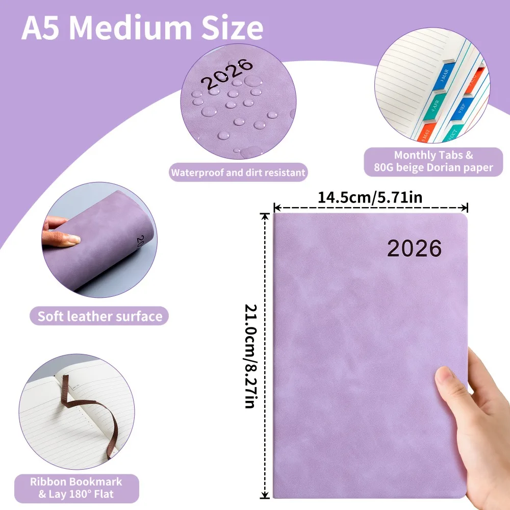 كتاب مخطط 2026، مخطط تقويم الانضباط الذاتي، تخطيطات مخططة أسبوعية وشهرية، منظم يومي 360 صفحة، دفتر ملاحظات محمول