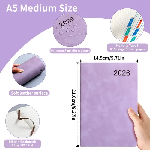 Imagen 2 del producto Libro planificador 2026, planificador de calendario de autodisciplina, diseños de planificación semanal y mensual, organizador diario de 360 páginas, cuaderno portátil