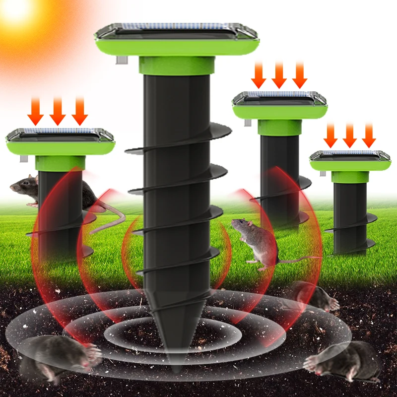 Répulsif solaire pour animaux Répulsif extérieur étanche IP66 Buzzer et vibration pour répuler les taupes et les serpents