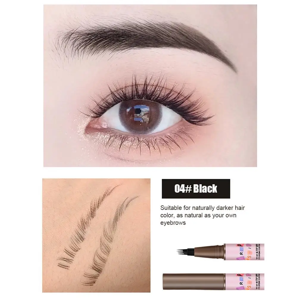 2Colors Four-pronged waterproof eyebrow pencil, sweat-proof and non-fading liquid formula, natural smudge-dyeing, wild eyebrows