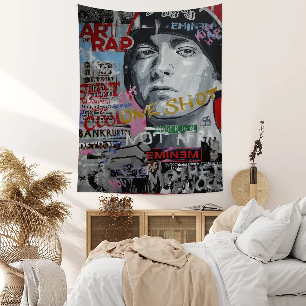 The Famous Rapper Eminem Art Cartoon Tapestry Art Science Fiction Room Home Decor Art Home Decor