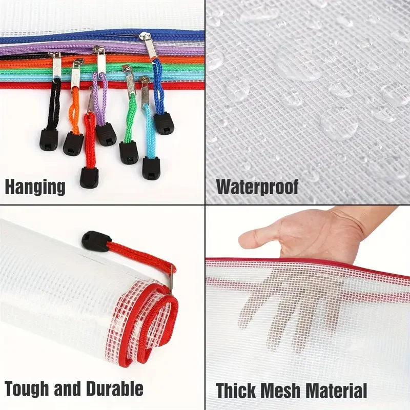 24pcs A4 Size PVC Zippered Document Bags Waterproof Soft Clear Pouches for Office School Travel File Jackets File Pockets