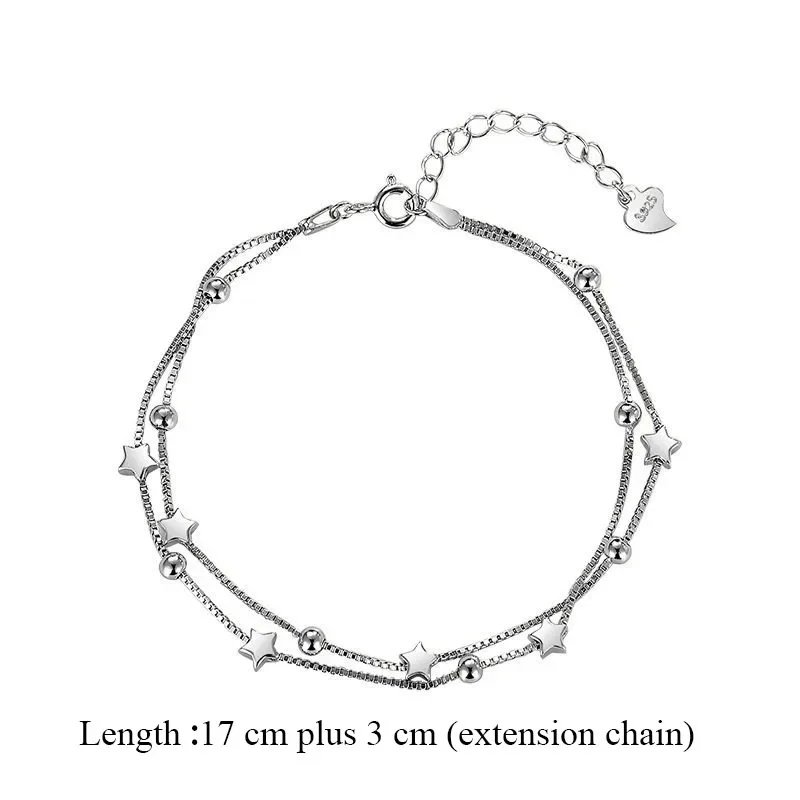 925 Sterling Silver Bracelet Luxury Original Stars Bracelet for Women Korean Fashion Designer Party Wedding Jewelry Holiday Gift