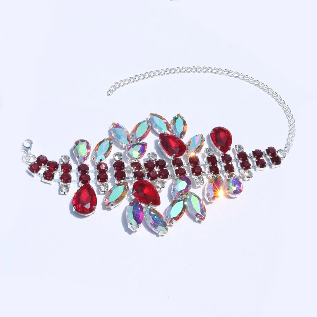 1pc xquisite Shiny Multicolor Rhinestone Bracelet Jewelry Women\'s Luxury Wedding Party Bracelet Fashion Crystal Jewelry Bracelet