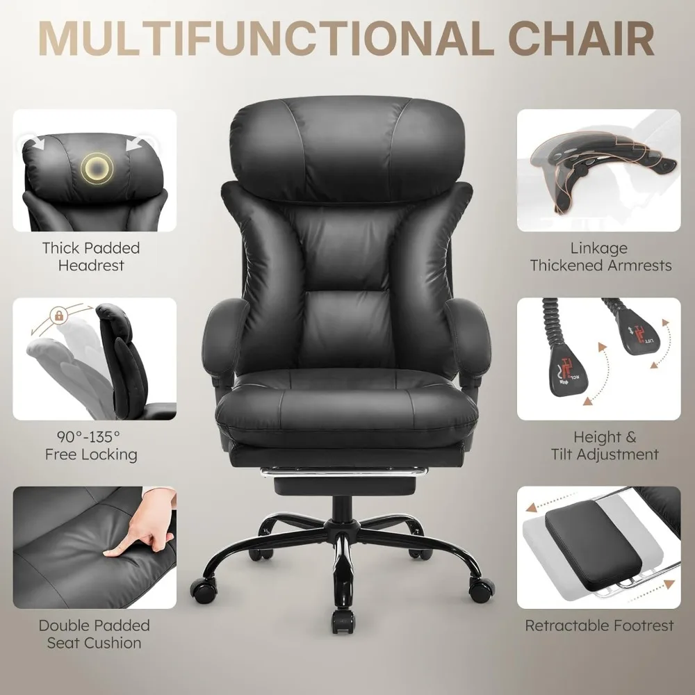 Прочное эргономичное офисное кресло для больших и высоких людей с наклонным замком и подставкой для ног