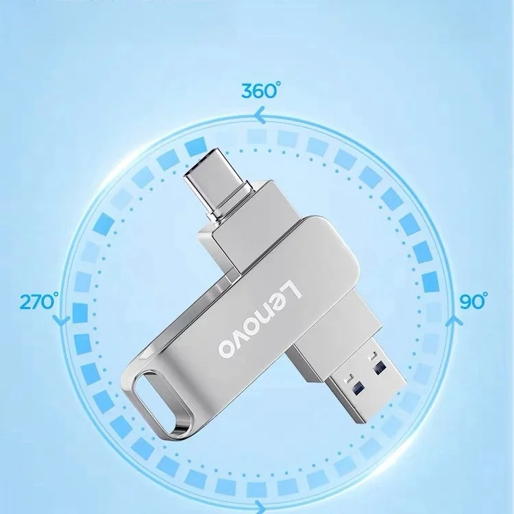 Lenovo-Clé USB 3.0 en métal étanche, clé USB haute vitesse, mini disque mémoire, disque U 2 To, 1 To, 512 Go