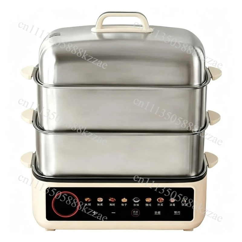 3 Layer Full Steel Electric Steamer LCD Smart Timer Household Multi Cooker Anti-Corrosion Easy Clean