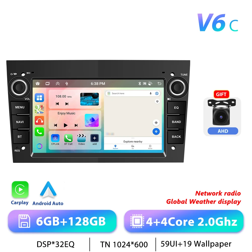 Podofo CarPlay Android Radio Voor Opel Astra Antara Corsa Zafira Combo Auto Intelligent Systeem 2din GPS Stereo Dashboard Autoradio