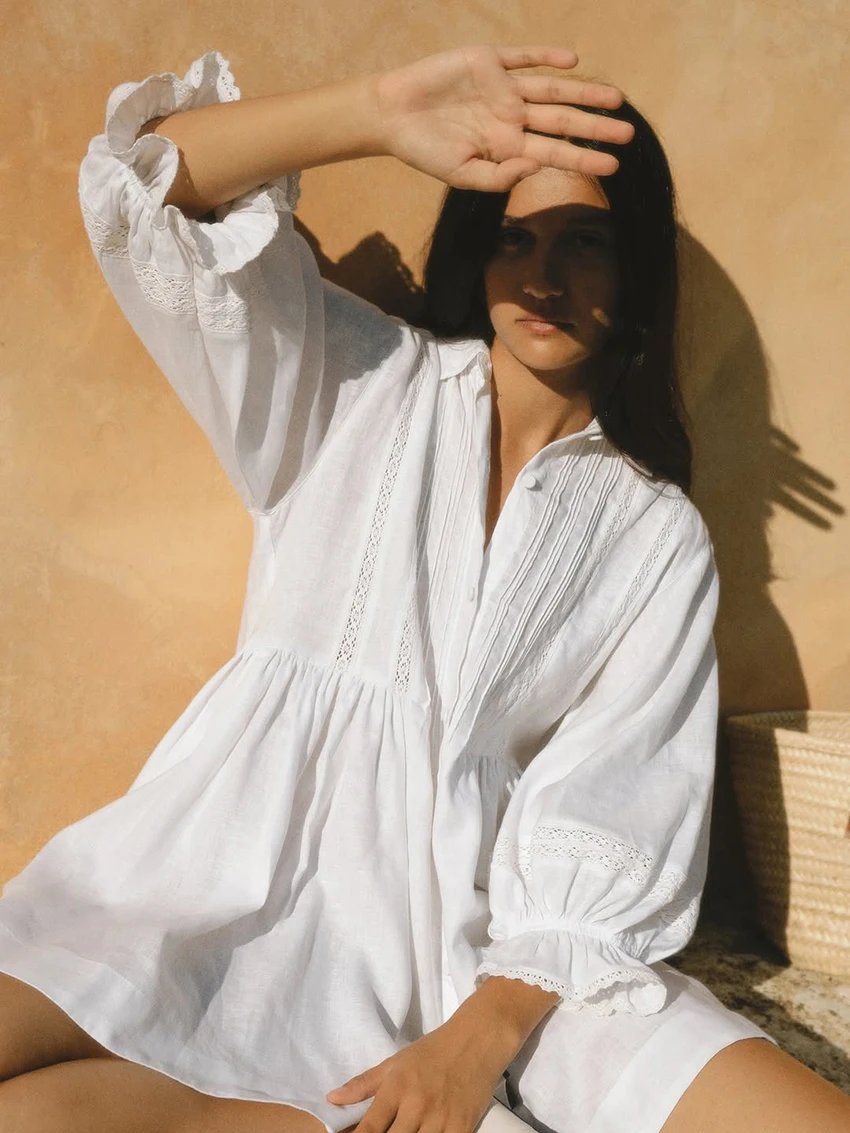 

Marthaqiqi хлопковые женские пижамы с длинными рукавами, ночные рубашки с отложным воротником, одежда для сна, свободное мини-платье, повседневное женское ночное белье, зимняя одежда