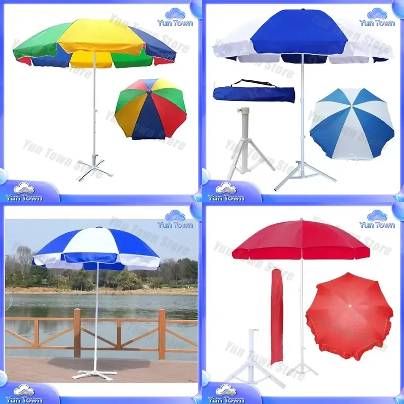 Heavy Duty Large Outdoor Umbrella for 6ft 7ft Patio Garden Beach Rain Sun Protection with Stand Holder for Outdoor Furniture