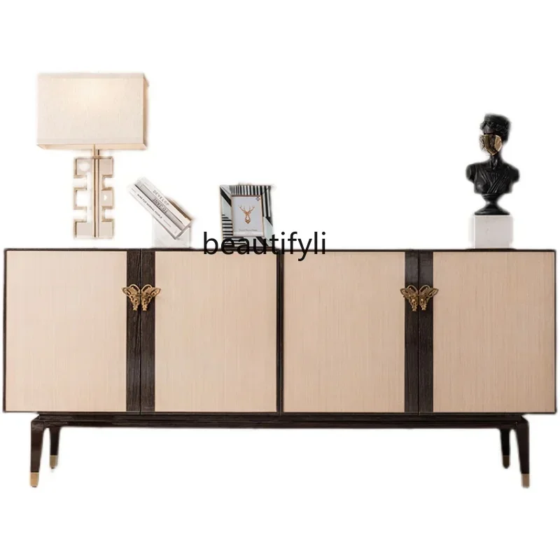 

HAmerican side cabinet light luxury small apartment living room simple entrance cabinet Italian solid wood decorative locker